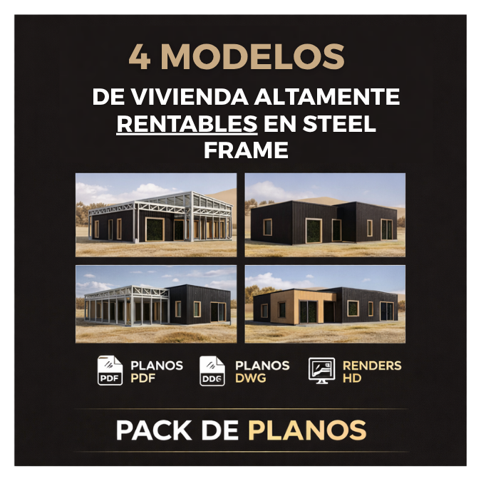 Pack Rentable Steel Frame: 4 Viviendas Profesionales Listas para Construir