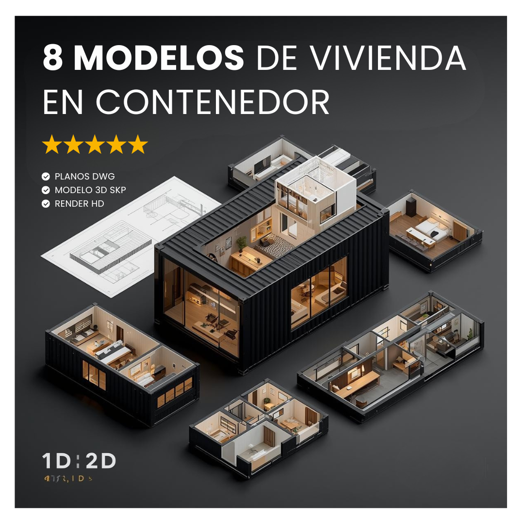 Pack Modular: 8 Viviendas en Contenedor (Planos + 3D + Renders)